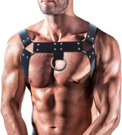 leather chest harness adjustable elastic logo