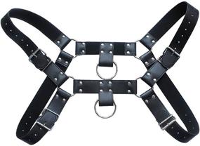 img 3 attached to Leather Chest Harness Adjustable Elastic