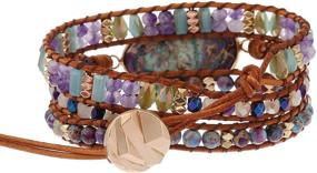 img 2 attached to Plumiss Boho Handmade Natural Stone 🌸 3 Wrap Bracelet: A Stunning Collection for Women