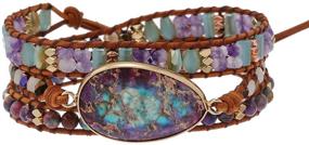 img 4 attached to Plumiss Boho Handmade Natural Stone 🌸 3 Wrap Bracelet: A Stunning Collection for Women