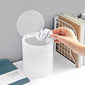 img 2 attached to 🗑️ Sheebo 2 Liter Mini Trash Can - Compact Wastebasket for Bathroom, Desktop, Tabletop - Flip Lid, Cylinder - Matte Finish