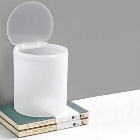 img 3 attached to 🗑️ Sheebo 2 Liter Mini Trash Can - Compact Wastebasket for Bathroom, Desktop, Tabletop - Flip Lid, Cylinder - Matte Finish