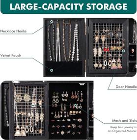 img 3 attached to 🪶 Ikkle Rustic Jewelry Organizer: Wall-Mounted Cabinet Storage with Wooden Barn Door – Neatly Holds Necklaces, Earrings, Rings and Bracelets – Removable Rod and Hooks – Rustic Black Design