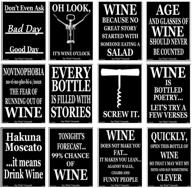 🍷 set of 12 funny black and white wine bottle labels by american art classics - 5" x 4 логотип