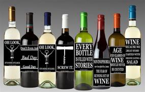 img 3 attached to 🍷 Set of 12 Funny Black and White Wine Bottle Labels by American Art Classics - 5" x 4