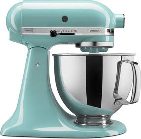 img 4 attached to Оптимизировано для поиска: кухонный комбайн KitchenAid Aqua Sky KSM150PSAQ из серии Artisan объемом 5 квартов со щитком для наливания.