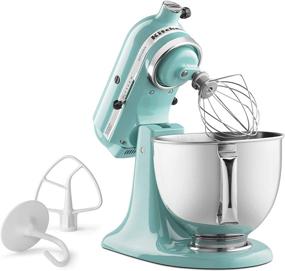 img 2 attached to Оптимизировано для поиска: кухонный комбайн KitchenAid Aqua Sky KSM150PSAQ из серии Artisan объемом 5 квартов со щитком для наливания.