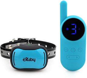 img 4 attached to 🐶 eXuby - Smallest Shock Collar for Small Dogs 5-15lbs - Sound, Vibration, &amp; Shock - 9 Intensity Levels - Pocket-Size Remote - Long Battery Life - Water-Resistant - Teal - Ideal for SEO