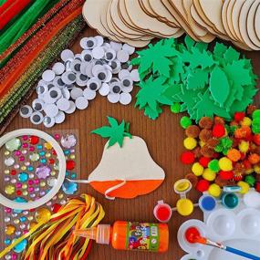 img 2 attached to 🎃 Vibrant 36-Set DIY Fall Pumpkin Decoration Craft Kit: Unfinished Wood Cutouts, Paints, Pom-Poms, Googly Eyes - Perfect for Kids' Autumn, Halloween, Thanksgiving Décor