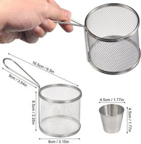 img 1 attached to 🍳 Mini Round Stainless Steel Fry Baskets: Perfect Cooking Tool with Sauce Cup for Table Serving and Food Presentation - Set of 4 Baskets + 4 Cups