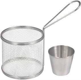 img 4 attached to 🍳 Mini Round Stainless Steel Fry Baskets: Perfect Cooking Tool with Sauce Cup for Table Serving and Food Presentation - Set of 4 Baskets + 4 Cups