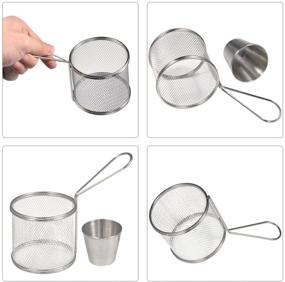 img 3 attached to 🍳 Mini Round Stainless Steel Fry Baskets: Perfect Cooking Tool with Sauce Cup for Table Serving and Food Presentation - Set of 4 Baskets + 4 Cups