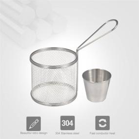 img 2 attached to 🍳 Mini Round Stainless Steel Fry Baskets: Perfect Cooking Tool with Sauce Cup for Table Serving and Food Presentation - Set of 4 Baskets + 4 Cups