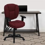 🪑 flash furniture mid-back burgundy fabric multifunction swivel ergonomic task office chair: enhanced comfort with pillow top cushioning and arms logo