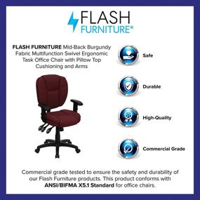 img 1 attached to 🪑 Flash Furniture Mid-Back Burgundy Fabric Multifunction Swivel Ergonomic Task Office Chair: Enhanced Comfort with Pillow Top Cushioning and Arms