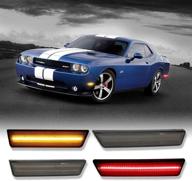 challenger smoked led side marker lamp kit for dodge challenger 2008-2014 - amber front, red rear - oem replacement side marker lamps logo