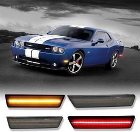 img 4 attached to Challenger Smoked LED Side Marker Lamp Kit for Dodge Challenger 2008-2014 - Amber Front, Red Rear - OEM Replacement Side Marker Lamps