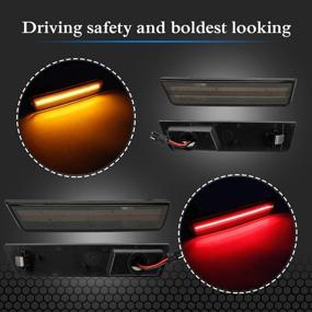 img 2 attached to Challenger Smoked LED Side Marker Lamp Kit for Dodge Challenger 2008-2014 - Amber Front, Red Rear - OEM Replacement Side Marker Lamps
