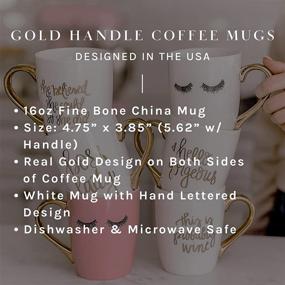 img 3 attached to ☕️ Golden-handled 16oz China Coffee Cup - Boss Lady Coffee Mugs by Sweet Water Decor: Embellished with Real Gold, Microwave Safe, Perfect for Working Women, Offices, Bosses & Managers