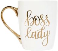 ☕️ golden-handled 16oz china coffee cup - boss lady coffee mugs by sweet water decor: embellished with real gold, microwave safe, perfect for working women, offices, bosses & managers logo