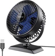 🌬 gaiatop usb desk fan: small, powerful, and portable cooling solution for home, office, car, and outdoor use - black blue logo