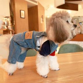 img 1 attached to 🐶 Stylish Pet Jean Overalls Clothes for Small Dogs - LKEX Soft Cat Fashion Denim Pants & Shirt Costume