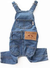 img 4 attached to 🐶 Stylish Pet Jean Overalls Clothes for Small Dogs - LKEX Soft Cat Fashion Denim Pants & Shirt Costume