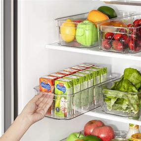 img 2 attached to 🥶 HOOJO Refrigerator Organizer Bins - Clear Plastic Storage Bins for Fridge, Freezer, Kitchen Cabinet, Pantry Organization - Set of 8, BPA Free, 12.5" Long