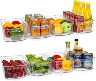 🥶 hoojo refrigerator organizer bins - clear plastic storage bins for fridge, freezer, kitchen cabinet, pantry organization - set of 8, bpa free, 12.5" long логотип