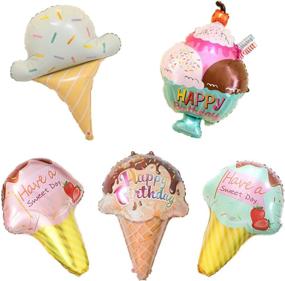 img 4 attached to 🍦 5PCS Kawaii Ice Cream Food Balloons: Perfect Summer Pool Party Decorations for Baby Showers and Birthdays