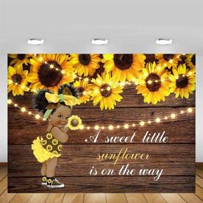 img 3 attached to MEHOFOND 7x5ft Sunflower Girl Baby Shower Photography Backdrop with Rustic Wood, Glitter Lights, and Yellow Floral Decorations - Sweet Little Sunflower on The Way Party Decoration, Photo Studio Background Banner