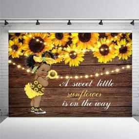 img 1 attached to MEHOFOND 7x5ft Sunflower Girl Baby Shower Photography Backdrop with Rustic Wood, Glitter Lights, and Yellow Floral Decorations - Sweet Little Sunflower on The Way Party Decoration, Photo Studio Background Banner