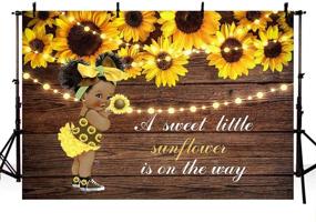 img 4 attached to MEHOFOND 7x5ft Sunflower Girl Baby Shower Photography Backdrop with Rustic Wood, Glitter Lights, and Yellow Floral Decorations - Sweet Little Sunflower on The Way Party Decoration, Photo Studio Background Banner