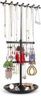 📿 ekero jewelry organizer stand: adjustable necklace holder with large capacity - elegant matte black display for necklaces, earrings, rings, and bracelets! logo