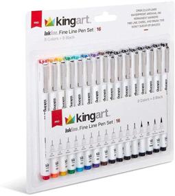 img 2 attached to ✒️ Набор ручек KingArt PRO Inkline Fine Line - 16 штук, различные цвета и черный - разные размеры кончиков и кисти