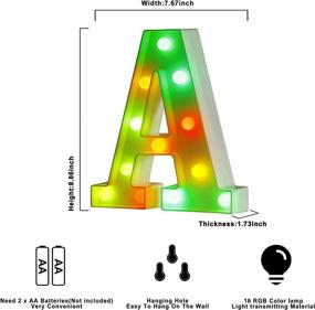 img 3 attached to 🌈 YOUZONE Colorful Light up Letters: Vibrant LED Marquee Alphabet Lights for Home Bar Party Decorations – AUTO Color Changing Night Light (Multicolor A)