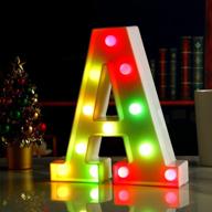 🌈 youzone colorful light up letters: vibrant led marquee alphabet lights for home bar party decorations – auto color changing night light (multicolor a) логотип