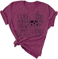 🔪 quirky women's novelty shirt: i like murder shows with friends - graphic horror tee for funny casual style with athletic fit logo