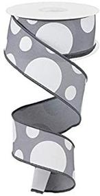 img 1 attached to 10 Yards of Dark Grey and White Polka Dot Wired Edge Ribbon - 3 Sizes - 1.5 Inch width