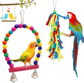 img 2 attached to 🦜 Set of 6 Small Bird Swing Toys: Natural Wood and Rope Bungee Bird Toy for Parrots, Parakeets, Cockatiel, Conure, Mynah, Macaw, and Other Small Birds