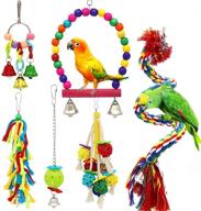 🦜 set of 6 small bird swing toys: natural wood and rope bungee bird toy for parrots, parakeets, cockatiel, conure, mynah, macaw, and other small birds logo