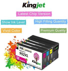 img 3 attached to Kingjet Compatible Ink Cartridge Replacement for HP 952 952XL - Works with Officejet Pro 🖨️ 8710 8720 7740 7720 8210 8216 8702 8715 8720 8725 8730 8740 Printers - 4 Pack