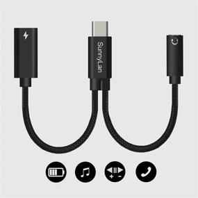 img 3 attached to 🎧 2-in-1 USB C to 3.5mm Headphone and Charger Adapter with USB C PD 60W Fast Charging - Compatible with Galaxy Note 20, S21 Ultra, S21+, S20 FE, Pixel 5/4/3 XL (Black)