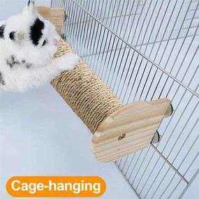 img 3 attached to kathson Cat Scratching Post: Natural Wood Cage-Hanging Pole for Cats, Sisal Claws, Funny Toy for Play, Climbing & Amusement