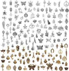 img 4 attached to 💍 JuanYa 160Pcs Mixed Jewelry Making Gold Silver Charms Bulk: Ancient Silver Metal Charms Pendants for DIY Bracelet and Necklace Making Supplies