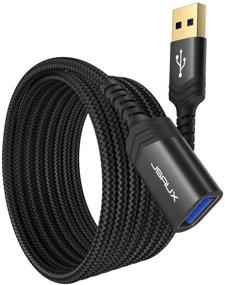 img 4 attached to JSAUX USB 3.0 Extension Cable - 2 Pack 6.6ft USB A Male to Female Cord for High Data Transfer - Compatible with USB Flash Drive, Keyboard, Mouse, Xbox, Hard Drive, and More-Black