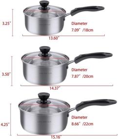 img 3 attached to 🍳 Набор посуды из высококачественной нержавеющей стали с разными размерами - Набор из 6 кастрюль Lake Tian