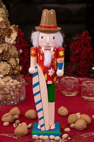 img 2 attached to 🎅 Clever Creations Snowboarding Santa 15 Inch Classic Wood Nutcracker, Festive Christmas Decoration for Shelves and Tables