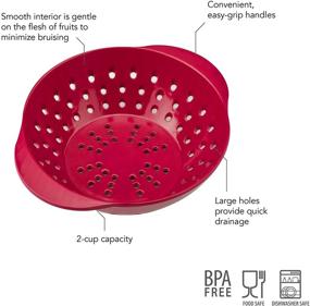 img 2 attached to 🍓 Tovolo Mini Berry Wash Strainer With Easy Grip Handles - Small Food Colander for Berries & Fruit, Melamine Drainer to Prevent Fruit Bruising, Cayenne Red