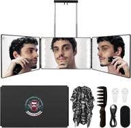 🪞 360° trifold selfcut mirror with led lights - adjustable height telescoping hooks for hair cutting, shaving, and makeup - innovative self haircut system логотип